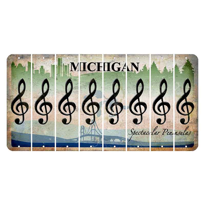 Michigan Spectacular Peninsulas Cut License Plate Strips (Set of 8) Music Note