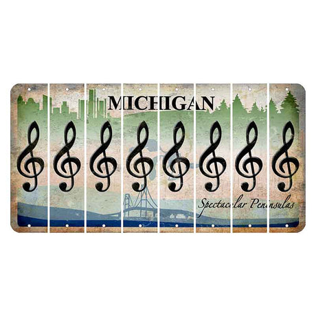 Michigan Spectacular Peninsulas Cut License Plate Strips (Set of 8) Music Note