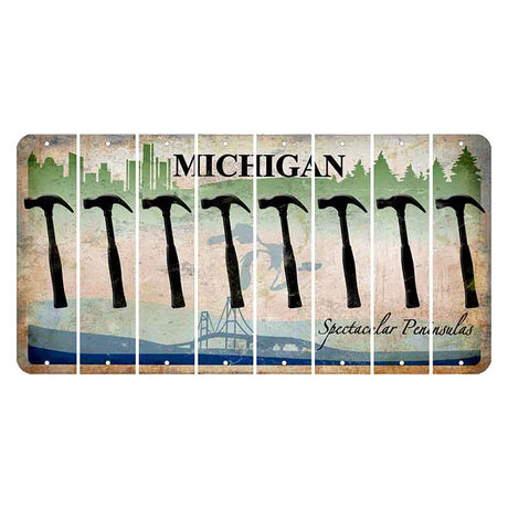 Michigan Spectacular Peninsulas Cut License Plate Strips (Set of 8) Hammer