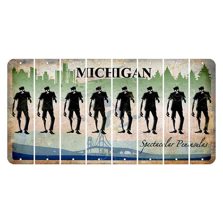 Michigan Spectacular Peninsulas Cut License Plate Strips (Set of 8) Zombie