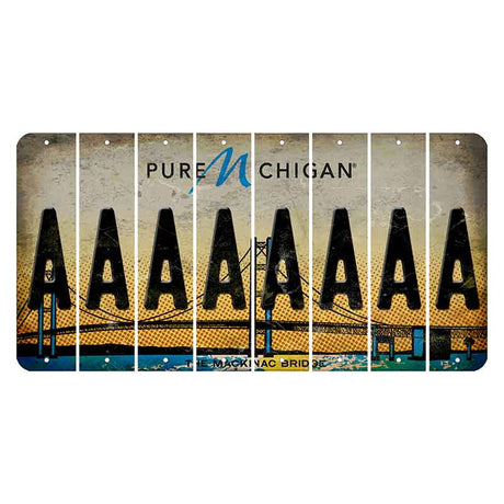 Michigan Mackinac Bridge Cut License Plate Strips (Set of 8) A