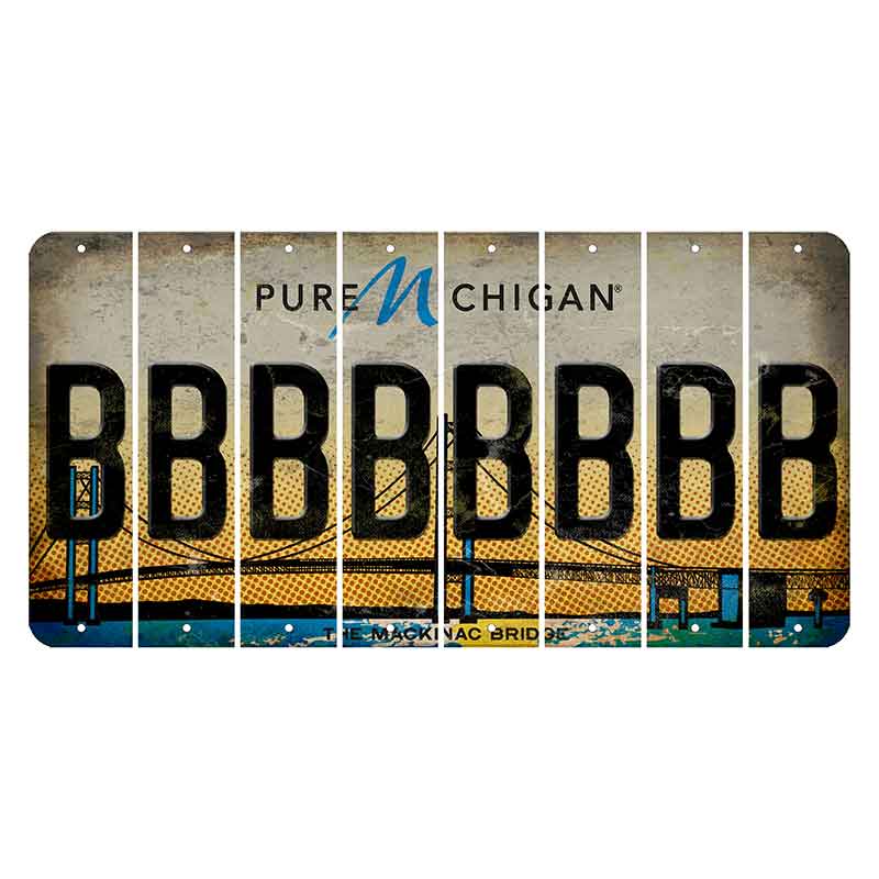 Michigan Mackinac Bridge Cut License Plate Strips (Set of 8) B