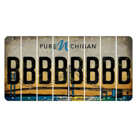 Michigan Mackinac Bridge Cut License Plate Strips (Set of 8) B