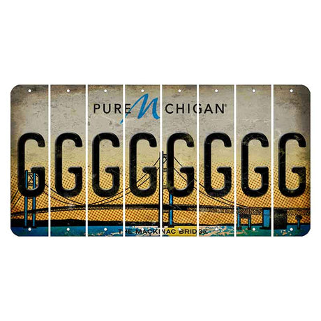 Michigan Mackinac Bridge Cut License Plate Strips (Set of 8) G