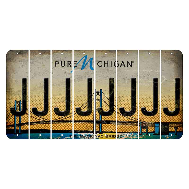 Michigan Mackinac Bridge Cut License Plate Strips (Set of 8) J