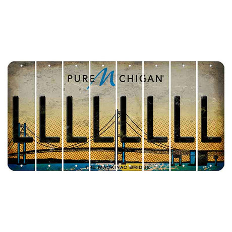 Michigan Mackinac Bridge Cut License Plate Strips (Set of 8) L