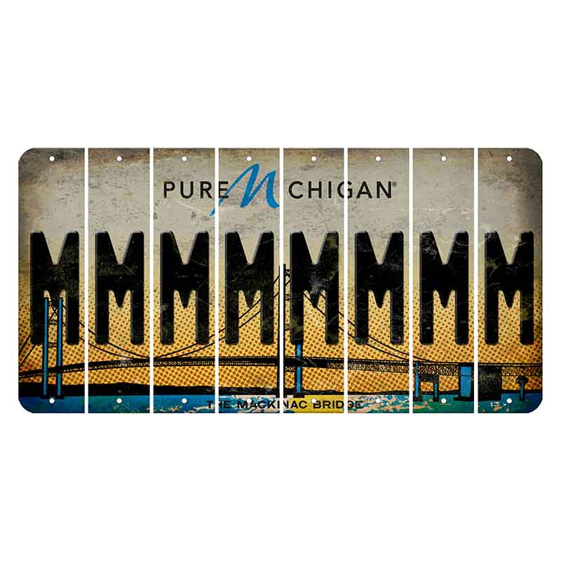 Michigan Mackinac Bridge Cut License Plate Strips (Set of 8) M