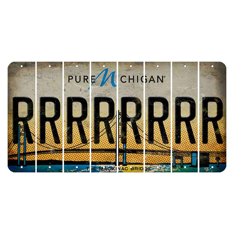 Michigan Mackinac Bridge Cut License Plate Strips (Set of 8) R