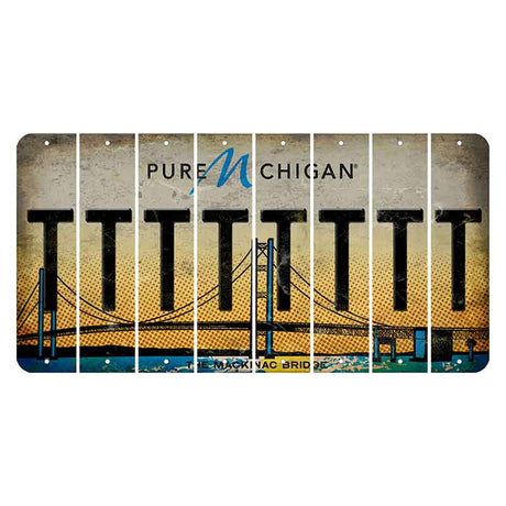 Michigan Mackinac Bridge Cut License Plate Strips (Set of 8) T