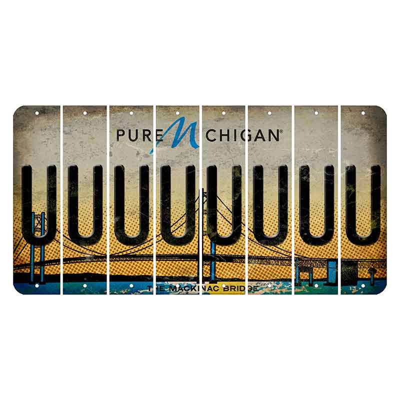 Michigan Mackinac Bridge Cut License Plate Strips (Set of 8) U