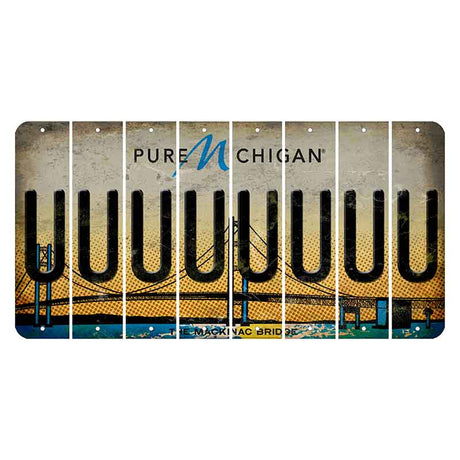 Michigan Mackinac Bridge Cut License Plate Strips (Set of 8) U