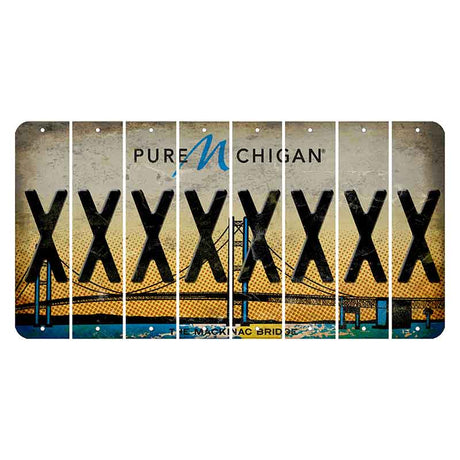 Michigan Mackinac Bridge Cut License Plate Strips (Set of 8) X