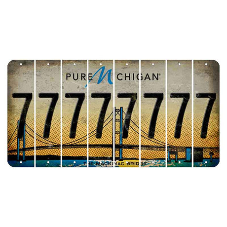 Michigan Mackinac Bridge Cut License Plate Strips (Set of 8) 7