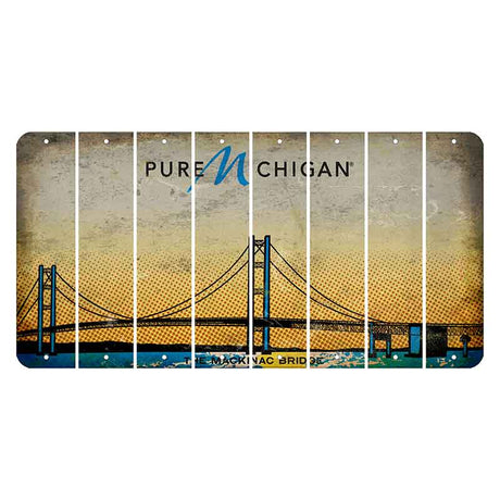 Michigan Mackinac Bridge Cut License Plate Strips (Set of 8) Blank