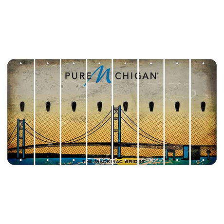 Michigan Mackinac Bridge Cut License Plate Strips (Set of 8) Apostrophe