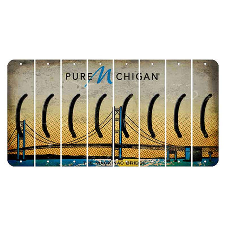 Michigan Mackinac Bridge Cut License Plate Strips (Set of 8) Parenthesis - Left