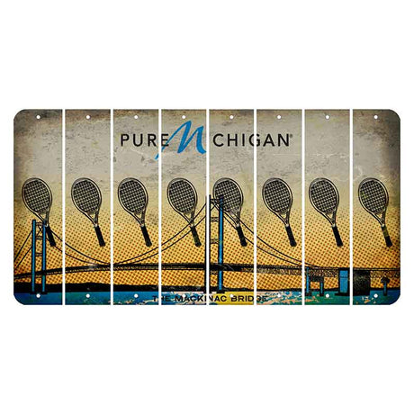 Michigan Mackinac Bridge Cut License Plate Strips (Set of 8) Tennis Racket