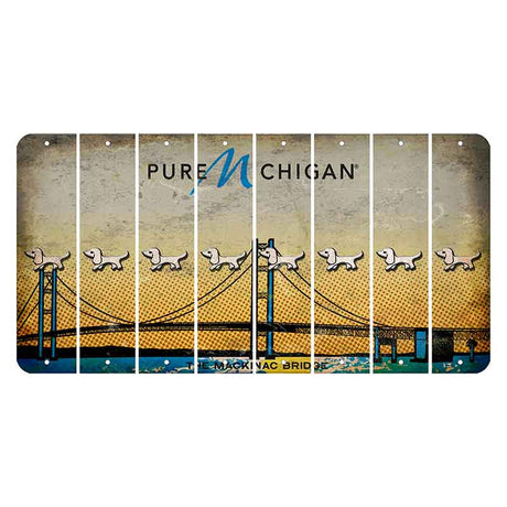 Michigan Mackinac Bridge Cut License Plate Strips (Set of 8) Dog