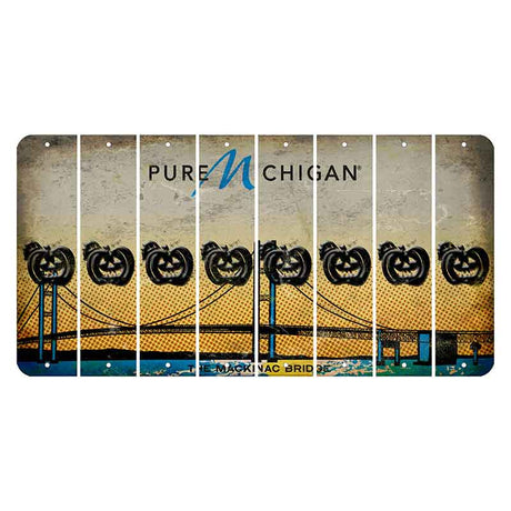 Michigan Mackinac Bridge Cut License Plate Strips (Set of 8) Pumpkin