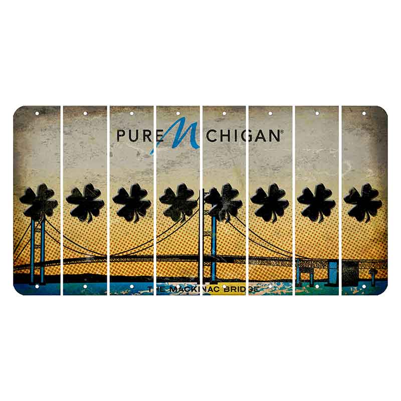 Michigan Mackinac Bridge Cut License Plate Strips (Set of 8) Shamrock