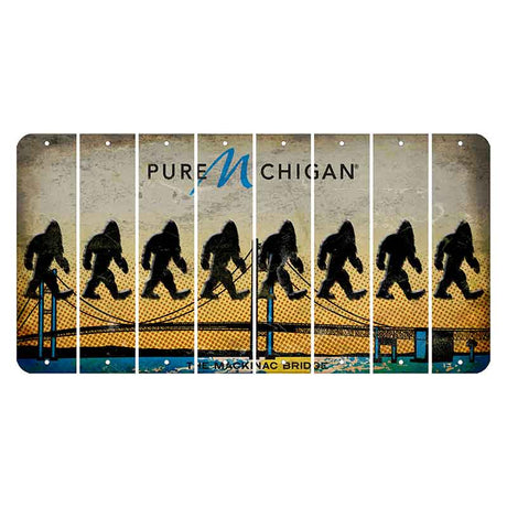 Michigan Mackinac Bridge Cut License Plate Strips (Set of 8) Bigfoot