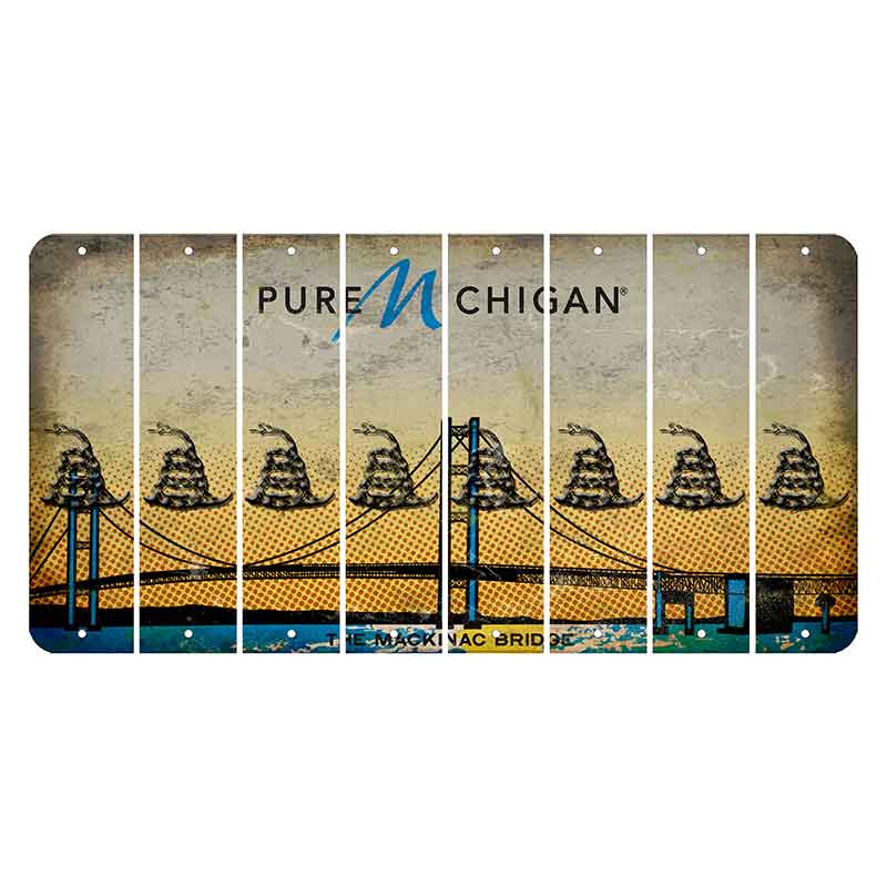 Michigan Mackinac Bridge Cut License Plate Strips (Set of 8) Gadsden