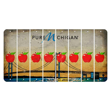 Michigan Mackinac Bridge Cut License Plate Strips (Set of 8) Apple