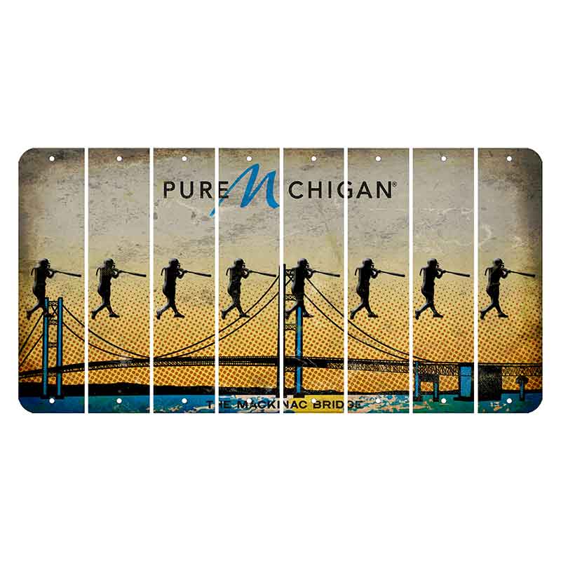 Michigan Mackinac Bridge Cut License Plate Strips (Set of 8) Softball Batter