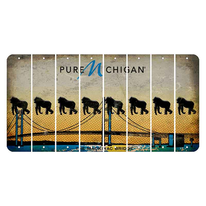 Michigan Mackinac Bridge Cut License Plate Strips (Set of 8) Gorilla