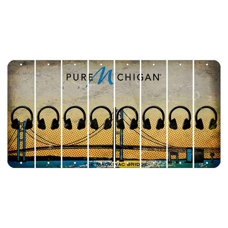 Michigan Mackinac Bridge Cut License Plate Strips (Set of 8) Headphones