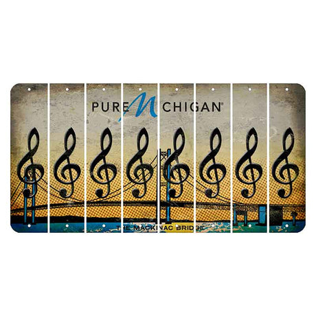 Michigan Mackinac Bridge Cut License Plate Strips (Set of 8) Music Note