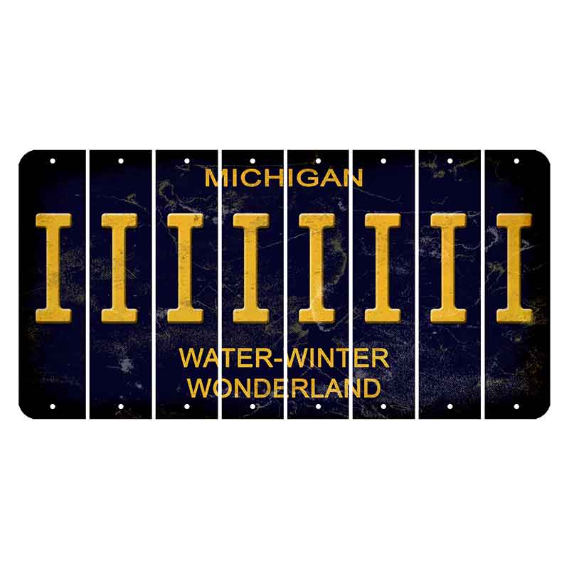 Michigan Water Winter Wonderland Cut License Plate Strips (Set of 8) I