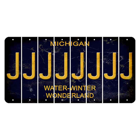 Michigan Water Winter Wonderland Cut License Plate Strips (Set of 8) J