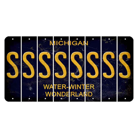 Michigan Water Winter Wonderland Cut License Plate Strips (Set of 8) S