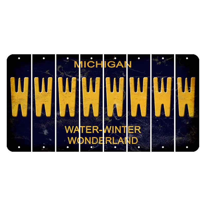 Michigan Water Winter Wonderland Cut License Plate Strips (Set of 8) W