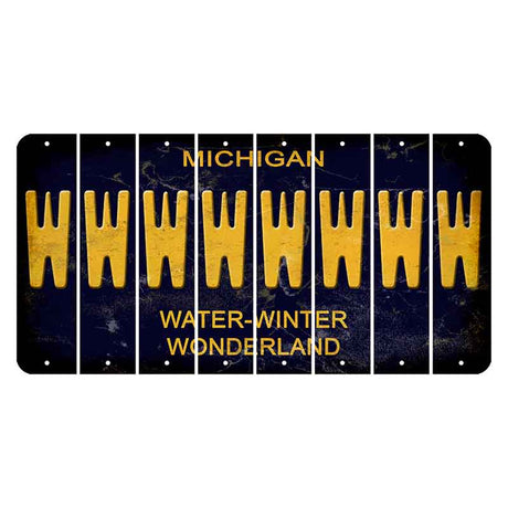 Michigan Water Winter Wonderland Cut License Plate Strips (Set of 8) W