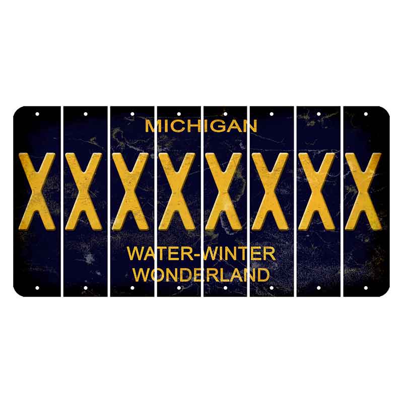 Michigan Water Winter Wonderland Cut License Plate Strips (Set of 8) X