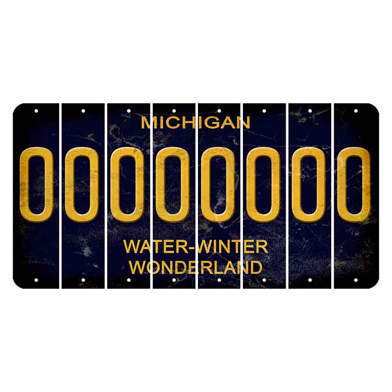 Michigan Water Winter Wonderland Cut License Plate Strips (Set of 8)