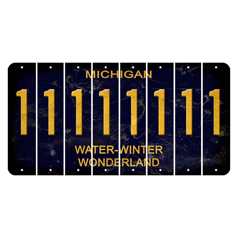 Michigan Water Winter Wonderland Cut License Plate Strips (Set of 8) 1