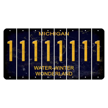 Michigan Water Winter Wonderland Cut License Plate Strips (Set of 8) 1