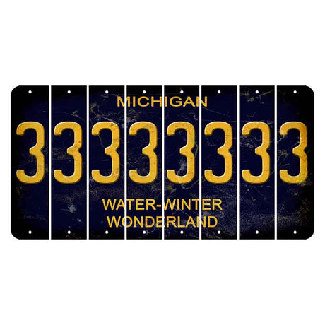 Michigan Water Winter Wonderland Cut License Plate Strips (Set of 8) 3