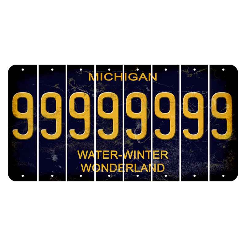 Michigan Water Winter Wonderland Cut License Plate Strips (Set of 8) 9