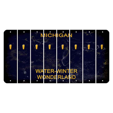 Michigan Water Winter Wonderland Cut License Plate Strips (Set of 8) Apostrophe