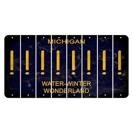 Michigan Water Winter Wonderland Cut License Plate Strips (Set of 8) Exclamation Point