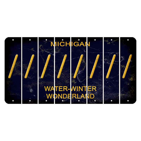 Michigan Water Winter Wonderland Cut License Plate Strips (Set of 8) Forward Slash