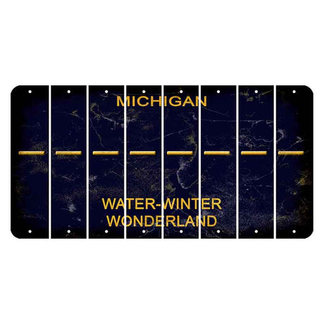 Michigan Water Winter Wonderland Cut License Plate Strips (Set of 8) Hyphen