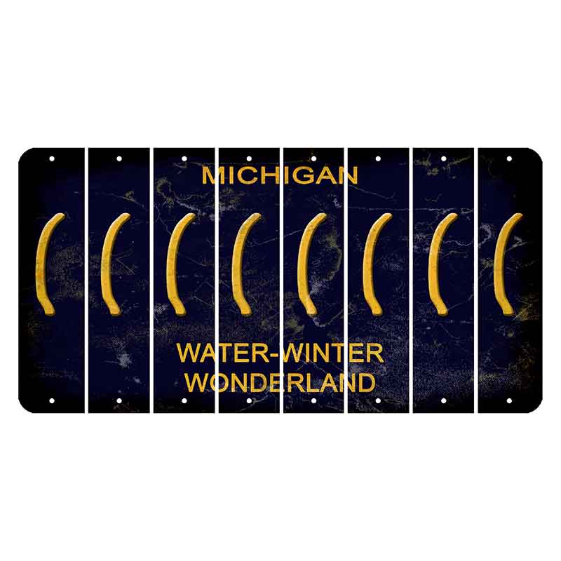 Michigan Water Winter Wonderland Cut License Plate Strips (Set of 8) Parenthesis - Left