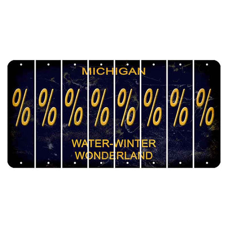 Michigan Water Winter Wonderland Cut License Plate Strips (Set of 8) Percent Sign