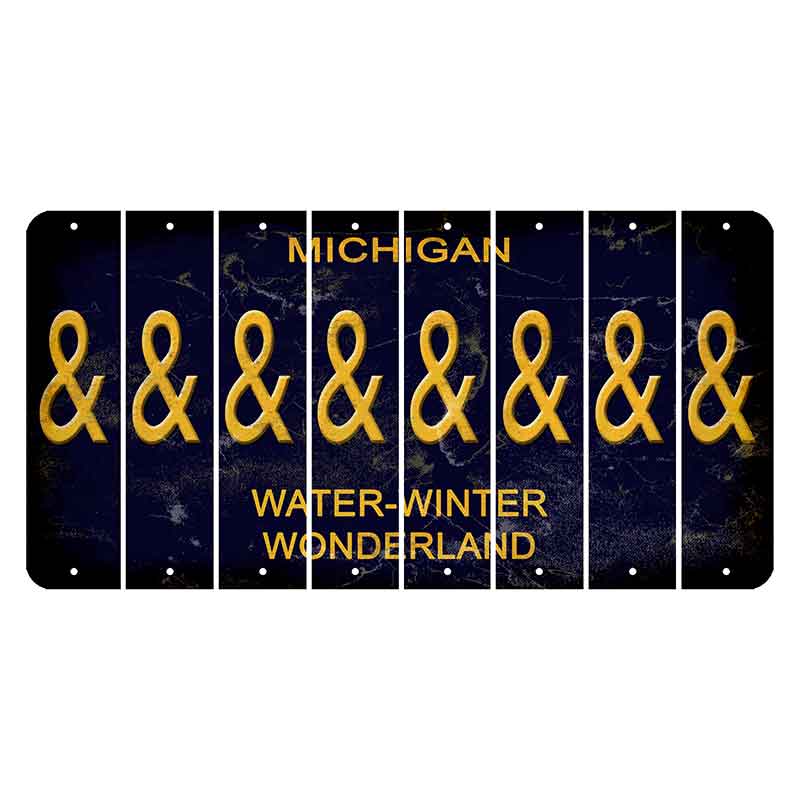 Michigan Water Winter Wonderland Cut License Plate Strips (Set of 8) And Sign