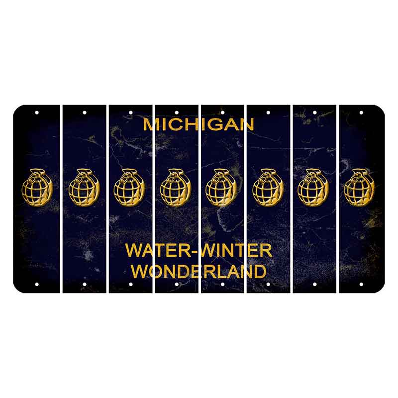 Michigan Water Winter Wonderland Cut License Plate Strips (Set of 8) Grenade